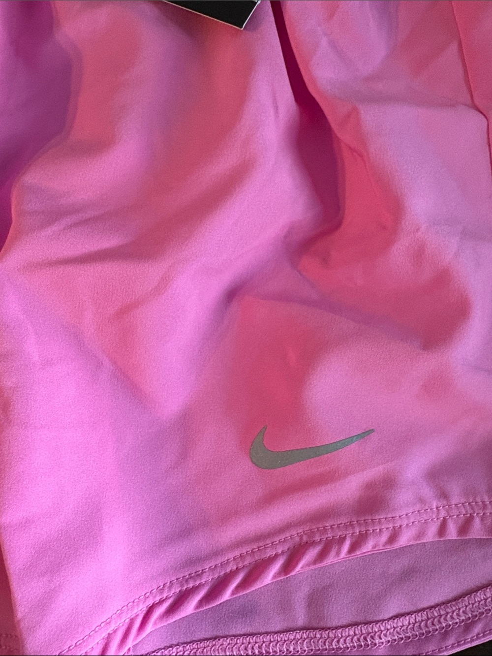 NIKE Women's Pink Athletic Running Shorts with Reflective Swoosh - Picture 6 of 16